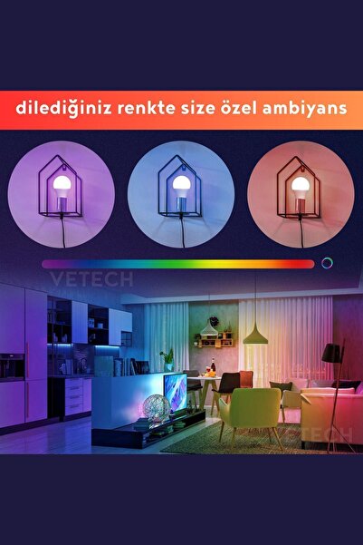 Vetech Akıllı Ampul Wi-Fi TUYA Destekli RGB Led Lamba
