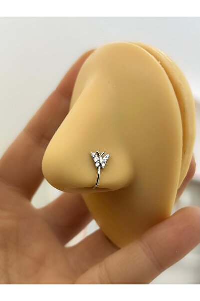 Arescollection Cerrahi Çelik Sıkıştırma Fake Delik Gerektirmeyen Zirkon Taşlı...