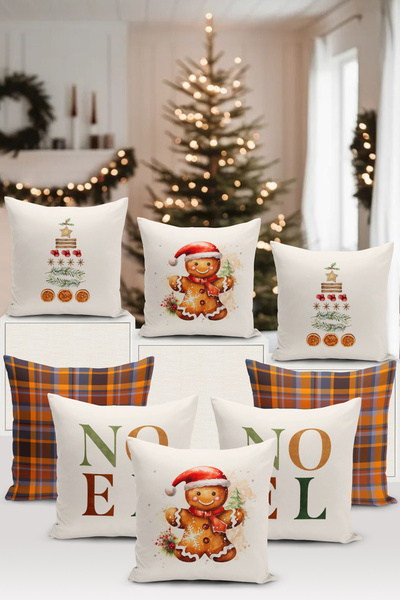 Bertille Home Новорічна серія - Набір з 8 чохлів для подушок з двостороннім ц...