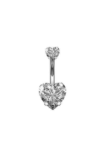 Doa 316l Surgical Large Heart Solitaire Belly Piercing - 10mm/1,6mm/10mm Stone