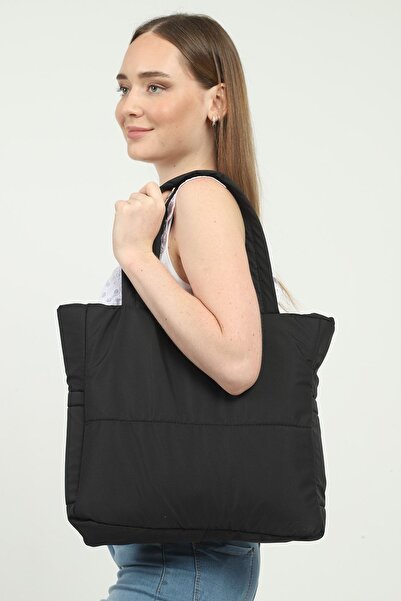 MOD10 Kadın Puf Kumaş Su Geçirmez Pirit 3 Bölmeli Omuz Çantası