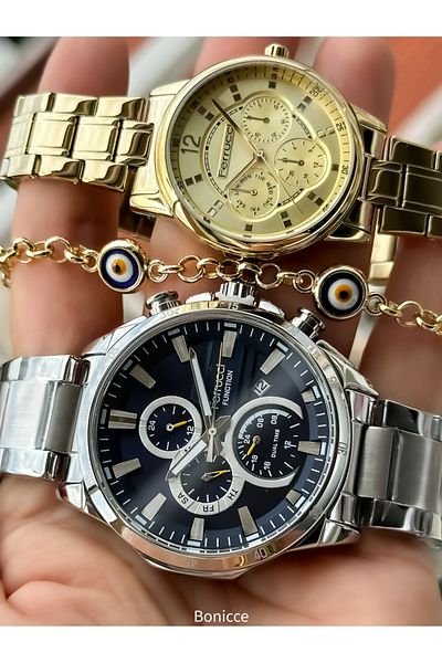 Ferrucci Colorful Steel Band Lover Watches - with Rosary and Bracelet Gift
