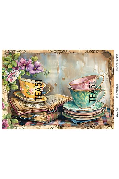 LİNEART Brass Patterned Lineart Decopage Paper - La-Tea51