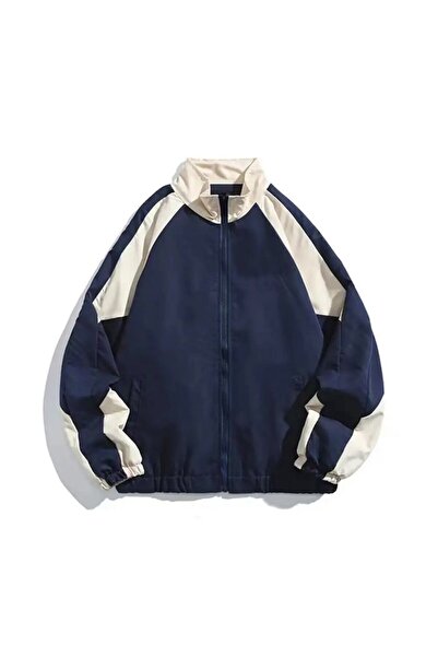 MSRT Kadın Lacivert Oversize İnce Yağmurluk Ceket