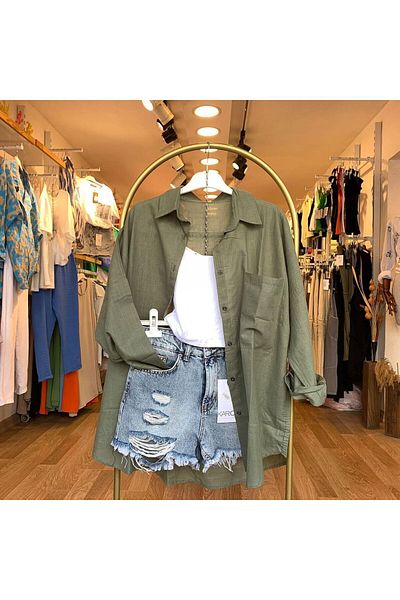 LARİSA COLLECTİON Cămașă oversize din in - Design subțire de vară