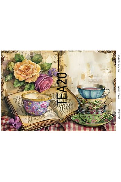 LİNEART Brass Patterned Lineart Decopage Paper - La-Tea20