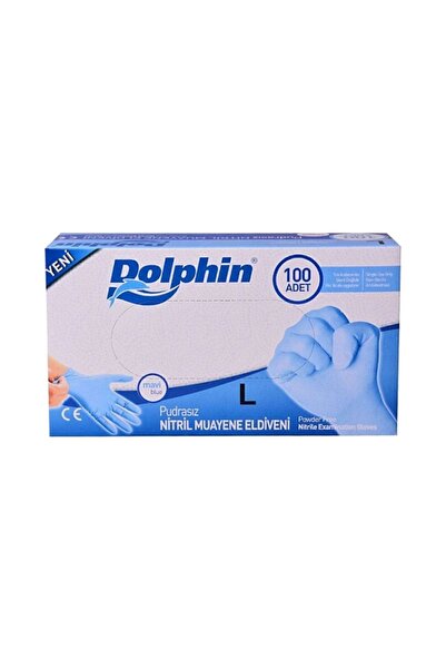 Dolphin Nitrile Large (l) Size Powder-Free Blue Gloves Pack of 100