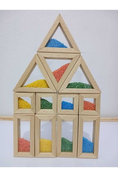 ROOT WOODEN TOYS Waldorf Ahşap Oyuncak 12'li Kumlu Rainbow Blokları