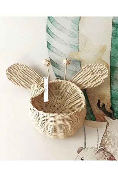 afralya home Bebek-çocuk Odası Zürafa Desenli Rattan Sepet Duvar Dekoru