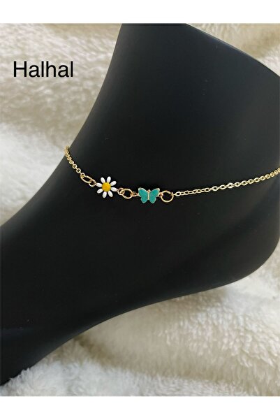 Arescollection kararmaz mineli papatyalı kelebekli halhal