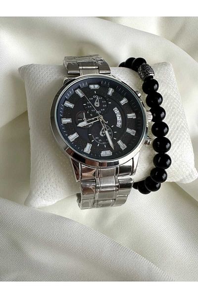 Spectrum Men's Wristwatch - with Calendar, Steel Band and Special Box