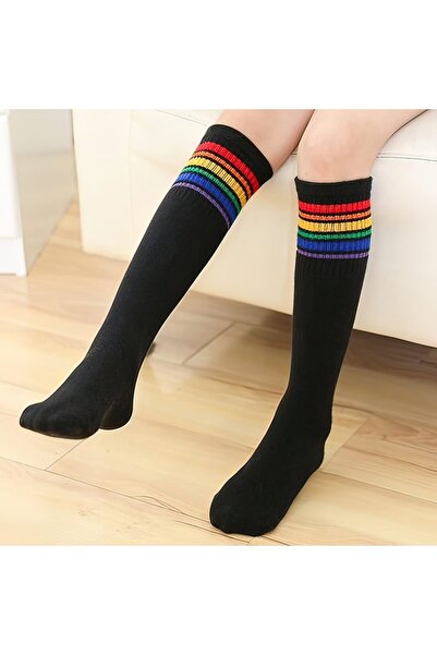 FG KONNİCHİWA Цветни чорапи с цветни линии под коляното за училище и тенис