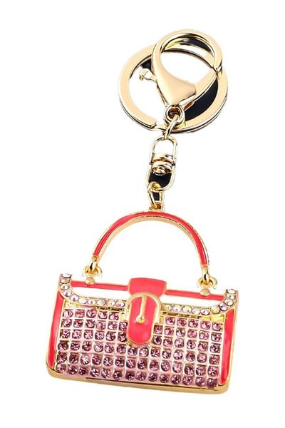 Dünyadan Hediyeler Pink Crystal Stone Detailed Keychain Bag - No.2