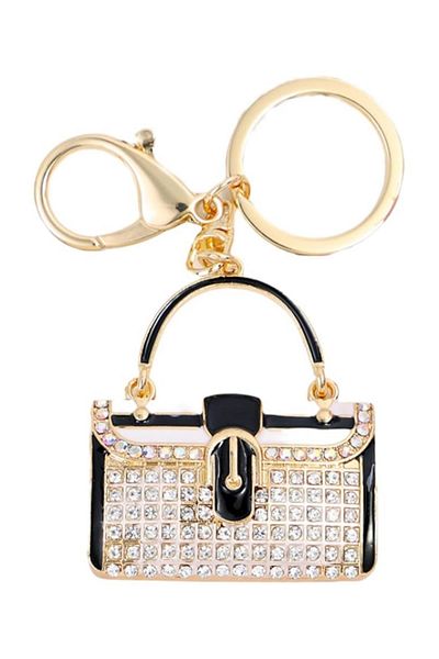 Dünyadan Hediyeler Black Crystal Stone Bag - Keychain, No:2