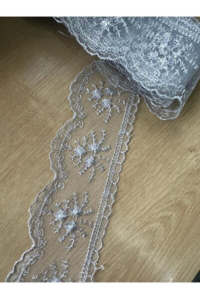 efem gipür Gray Lace Banded Market Towel - 8.5-9 Meters, 1 Ball, Table Cloth and Tablecloth Edge