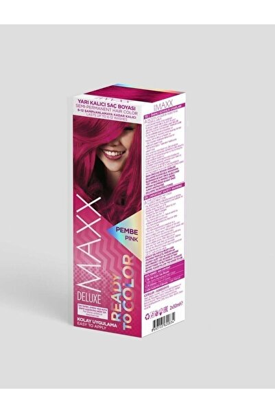 MAXX DELUXE Yarı Kalıcı Süper Saç Boyası Pembe Pink Ready To Color G-k Hair C...
