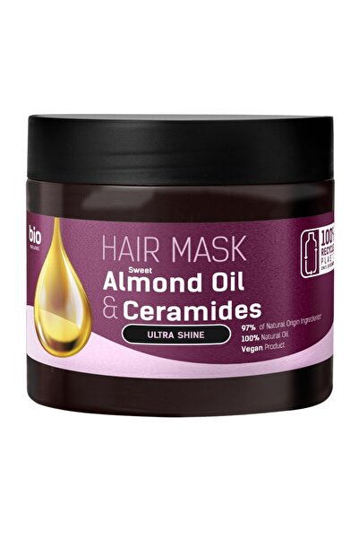 bio natural aroma قناع الشعر العضوي فائق اللمعان بنسبة 97% بزيت اللوز والسيرا...