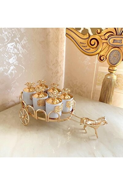 İmren Collection Horse Spice Shaker with Japanese Roses White Gold