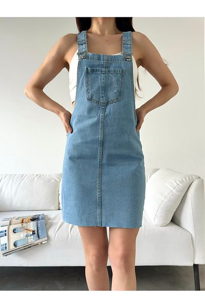 LB Laluna Butik Women's Blue Salopette Skirt Gardener Jumpsuit