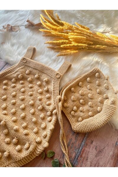 seraskids Baby Knitted Popcorn Jumpsuit and Hat