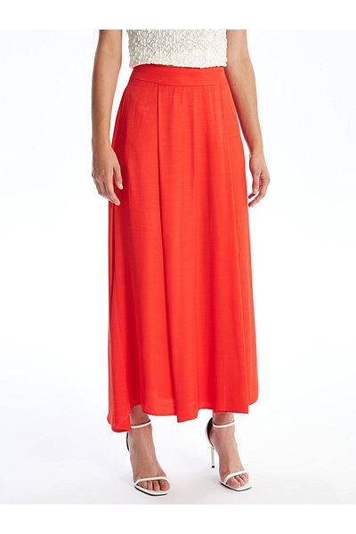 LC Waikiki Lcw Vision Light Red Women's Straight A-Line Skirt with Belt Zipper