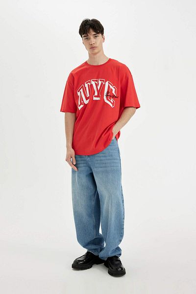 DeFacto Μπλουζάκι με κοντό μανίκι DFC - Crew Neck Print Comfort Fit