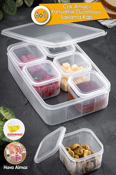 FİTHOME 7 Piece Breathproof and Leakproof Breakfast Presentation Set - Picnic Set