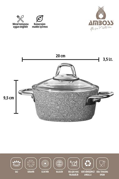 Amboss Shadow 7 Piece Fireproof Non-Stick Crush-Granite Pot Set - Gray