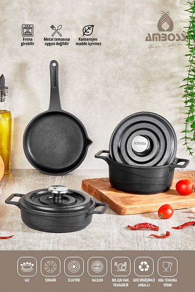Amboss Bellus Mini 5 Piece Black Cast Pot Set - Food and Sauce Bowl etc.