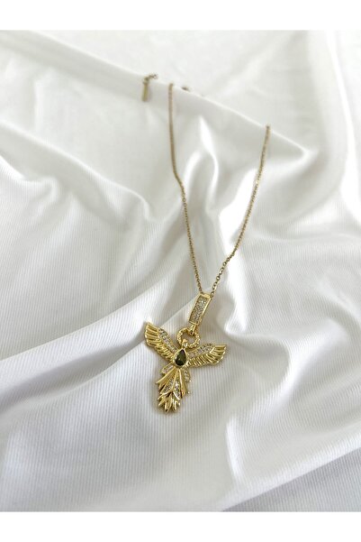 Uzay Accessories قلادة من الفولاذ المقاوم للصدأ 316L من حجر الفينيق باللون ال...