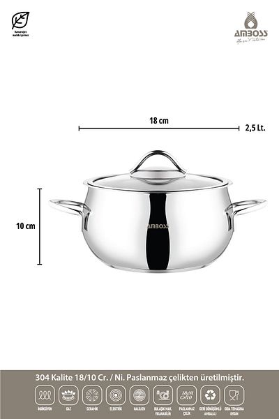 Amboss Moon 10 Piece Stainless Steel Pot Set with Glass Lid