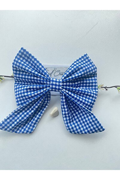 Trend Toka Blue and White Automatic Buckle Gingham with Large Bow