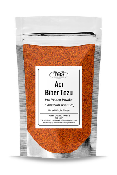 TOS The Organic Spices Acı Kırmızı Biber Tozu 100 gr (1. Kalite) Capsicum annuum / Hot Paprika