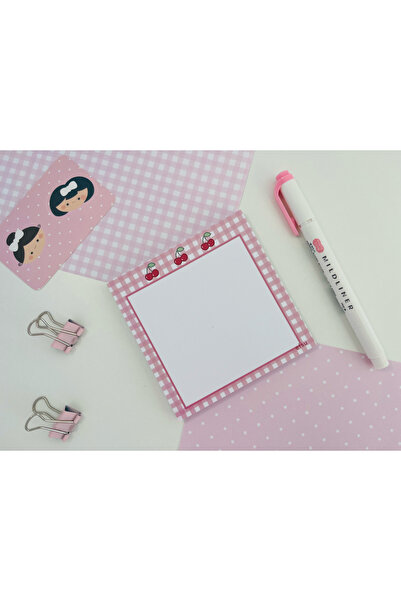 Efsu 10x10 cm Kiraz Notluk Memopad/Notepad/Defter