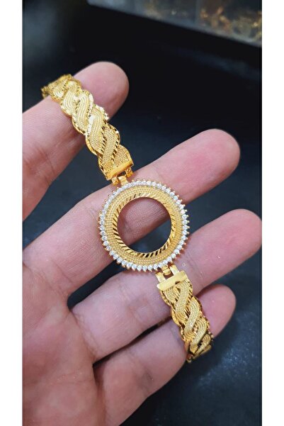 ATALAY GOLD İMİTASYON 22 Ayar Altın Kaplama Içi Boş Çeyrek Takılabilen Kuyumcu Model Bileklik