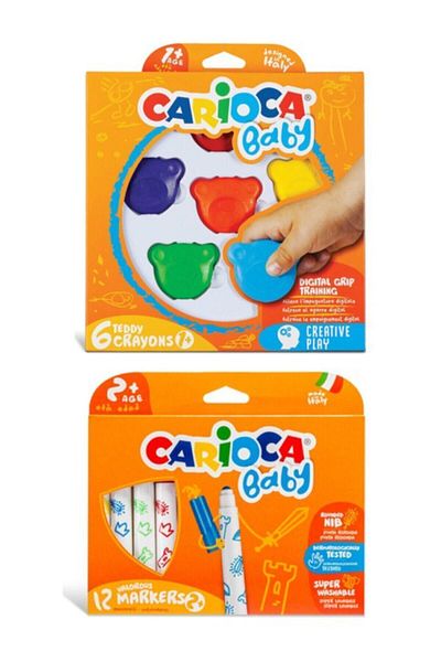 CARIOCA Teddy Shaped Non-polluting Crayon Carioca Jumbo Baby Super Washable Felt Crayon