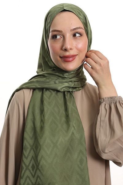 m moon scarf Şal kaki de înaltă calitate - model de gresie, jacquard mătăsos, cusături italiene