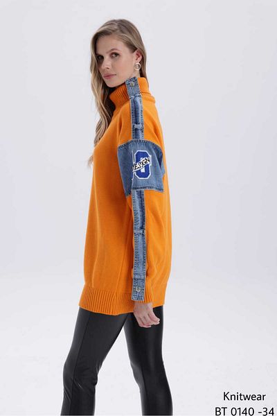 RE DESIGN Denim Detail Knitwear Sweater