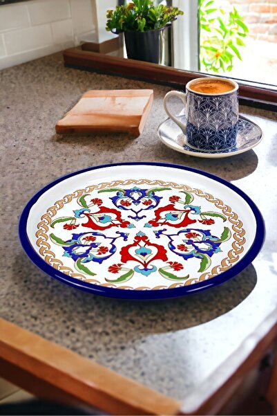 İnci Emaye 22no Sunum Tepsisi Tek Kişilik Servis Tepsisi Kahve Tepsisi Tabağı Sunum Tabağı Servis Tabağı Çeyiz