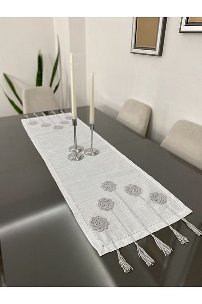 Parla Life Glitter Gardenia Runner with Knitted Motif 40x140 cm
