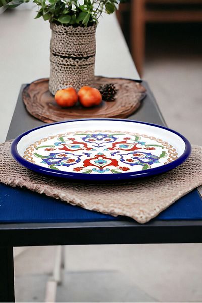İnci Emaye 22No Presentation Tray - Single Service Tray - Coffee Tray - Plate - Presentation Plate - Service Plate - Dowry
