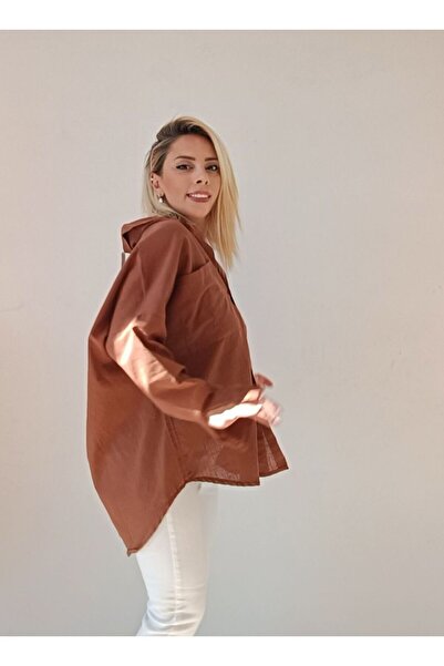 HC Boutique Υπερμεγέθη λινό πουκάμισο - Μεγάλη μονή τσέπη, νέο μοντέλο