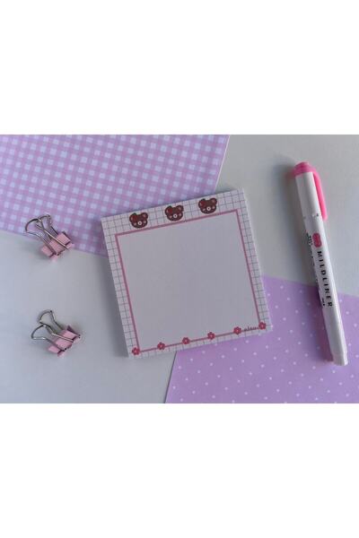 Efsu 10x10 Çilek Basic Ayıcık Desenli Memopad/notepad/defter