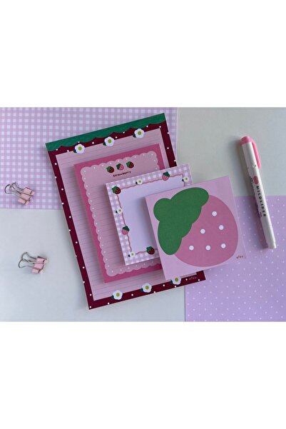 Efsu Çilek Set Memopad/notepad/defter
