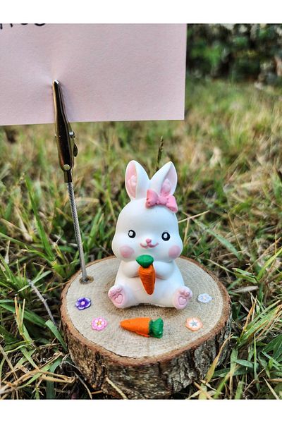 Rota Hediyelik Cute Rabbit Note Holder, Photo Holder, Note Holder with Metal Clips