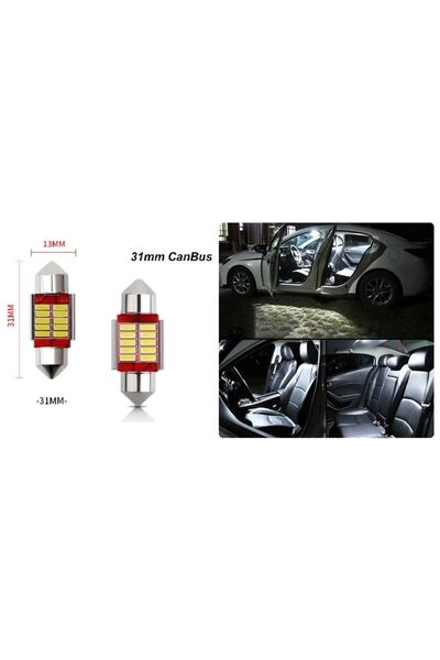 orco (2XADET) 1 Set Festoon Canbus 31mm Sofit Led Ampul 12 Led Beyaz (WHITE)