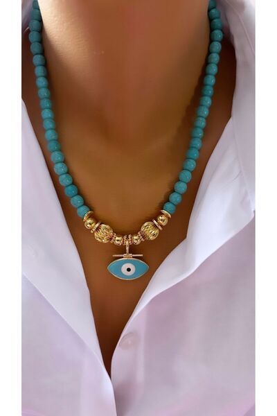 Nevaa Still Turkuaz doğaltaş göz yaz çoklu kolye