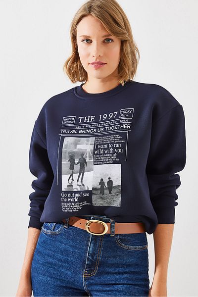 Bianco Lucci 1997 Дамски суитшърт с принт - три нишки растер Mbhs009 60601009