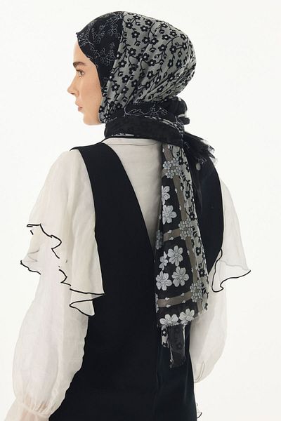 FENZA SCARF Памучен шал с шарка на маргаритка Gemma