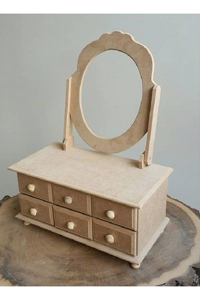 Altınyapı Hobi Market Raw Mdf Unpainted Multi-Purpose Necklace - Ring Scissors Box